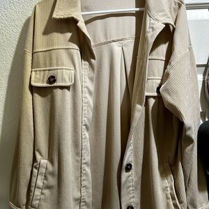 Beige Corduroy Women's shacket